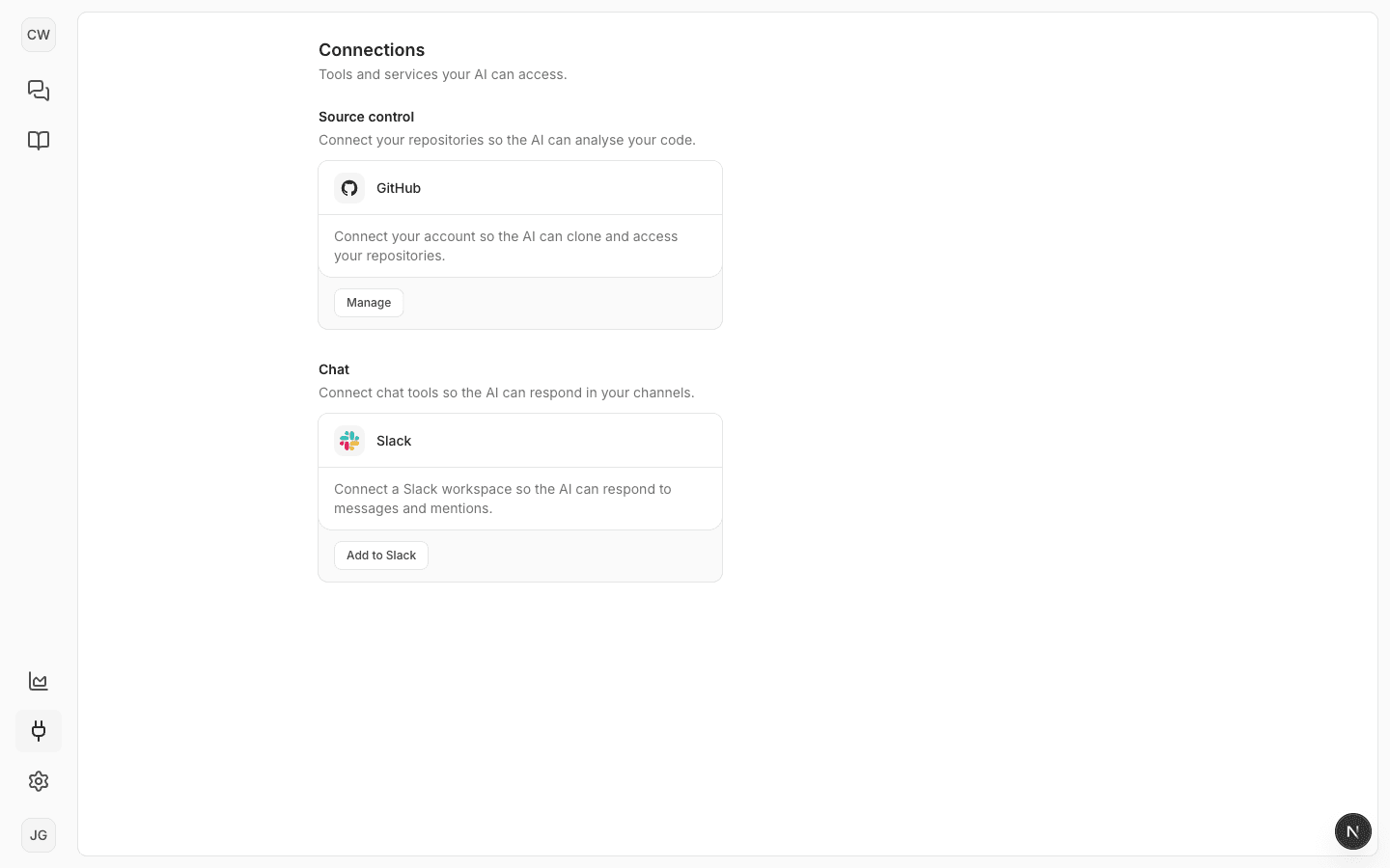 Slack and Teams integration screenshot